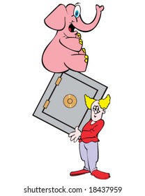 vector safe lifting clown with elephant