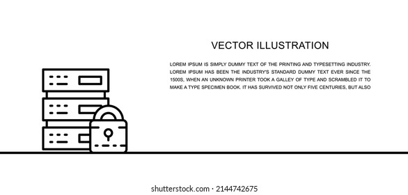 Vector safe server, data center, web hosting one line icon. Continuous one line illustration.