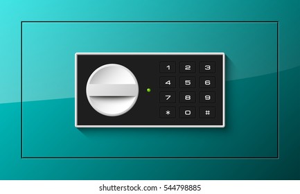 Vector safe. Strongbox icon. Armored box. Door bank vault, electronic combination lock. Reliable Protection. Long-term savings. Deposit box icon.Protection personal information