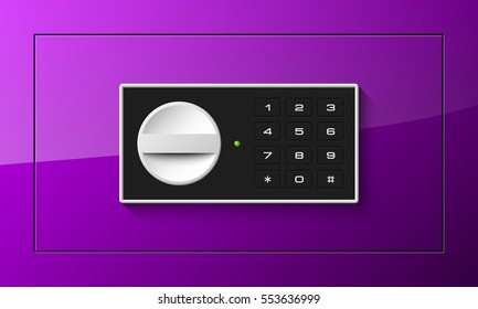 Vector safe. Strongbox icon. Armored box. Door bank vault, electronic combination lock. Reliable Protection. Long-term savings. Deposit box icon.Protection personal information