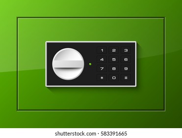 Vector safe. Strongbox icon. Armored box. Door bank vault, electronic combination lock. Reliable Protection. Long-term savings. Deposit box icon.Protection personal information