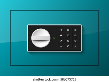 Vector safe. Strongbox icon. Armored box. Door bank vault, electronic combination lock. Reliable Protection. Long-term savings. Deposit box icon.Protection personal information