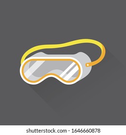 vector safety experimental goggle, personal protective equipment, eye protector / flat, isolated, sign and icon template