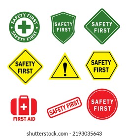 Vector Safety First Icon Green Red Stock Vector (Royalty Free ...