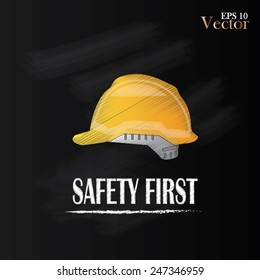 vector of safety first on chalkboard.safety first concept.safety first. vector illustration  