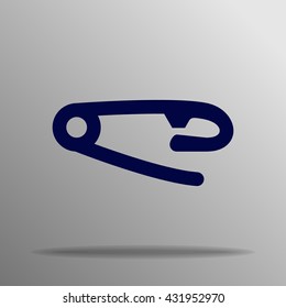 vector safety pin blue on a gray background