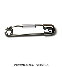 vector safety pin safety fastened through the sheet  Isolated on white background