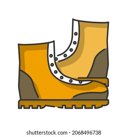 Vector safety shoe filled line icon, monotone color with small shadow white background
