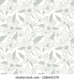 Vector sage pansy texture . Floral vector repeat seamless texture