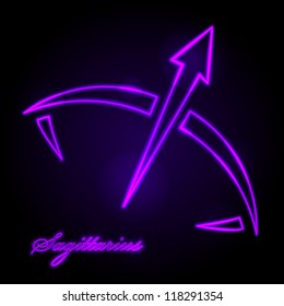 Vector Sagittarius glowing sign