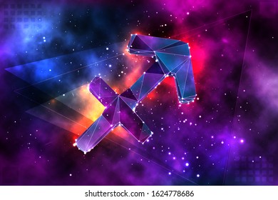 vector Sagittarius horoscope symbol with space inside the crystal