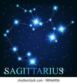 vector of the sagittarius zodiac sign of the beautiful bright stars on the background of cosmic sky