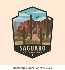 vector of saguaro logo patch symbol illustration design, arizona landmark emblem stye