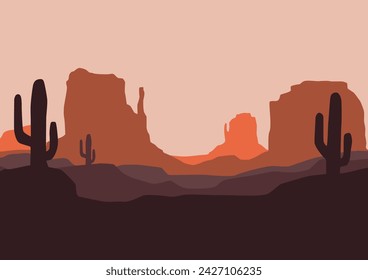 Vector sahara desert landscape. Vector illustration in flat style.