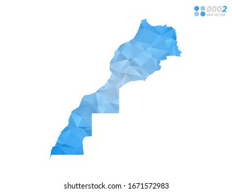 Vector Sahara map blue polygon triangle mosaic with white background. style gradient.