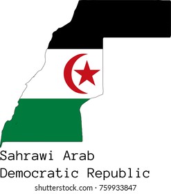 Vector Sahrawi Arab Democratic Republic (SADR) map silhouette, painted in colors of a national flag