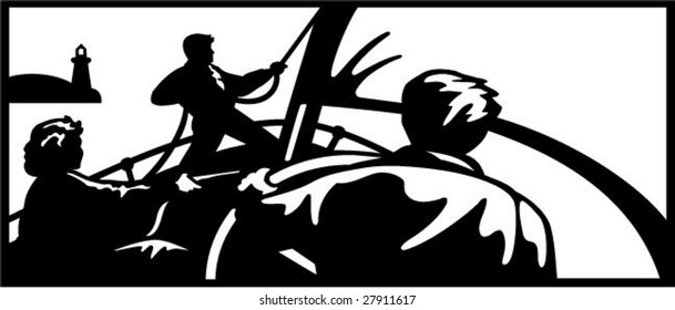 vector sail boat crew