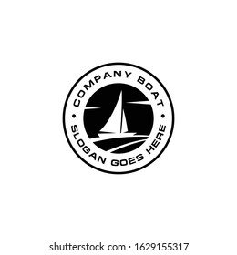 Vector sailboat emblem circle logo vector