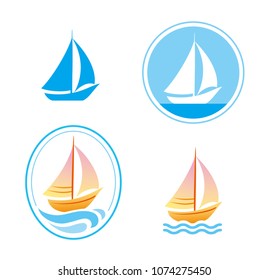 Vector sailboat emblems set