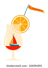 vector sailboat floating in glass on white background