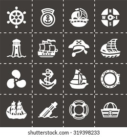 Vector Sailboat icon set on black background