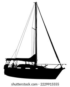 Vector Sailboat Illustration Sail Boat Transportation Vessel Nautical Graphic Silhouette Isolated Pearson