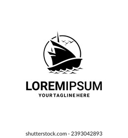 vector sailboat logo on white background