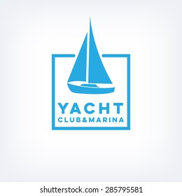 Vector sailboat logo for yacht club or marina