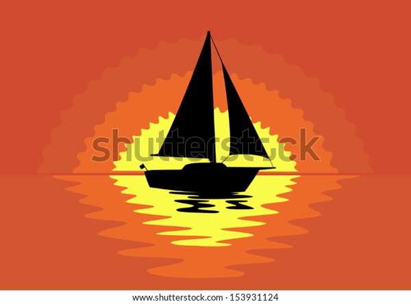 Vector Sailboat Silhouette Sunset Stock Vector (Royalty Free) 153931124