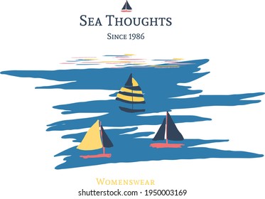 vector sailboats print design for t-shirt
