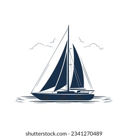 Vector sailing boat yacht logo vector illustration isolated on white. Yacht club logotype