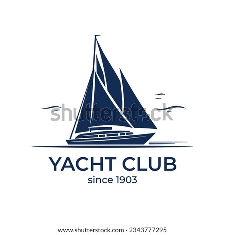 Vector sailing boat yacht logo vector illustration isolated on white. Yacht club logotype
