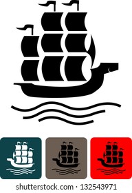 Vector Sailing vessel silhouettes