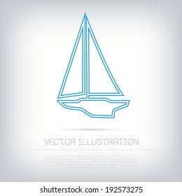 Vector sailing yacht icon with double contour. Clean and minimal