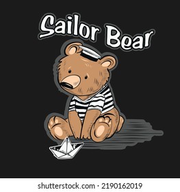 vector of sailor bear, reach the shore, cute bear, bear vector, junior explorer, cute sailor bear for t shirt