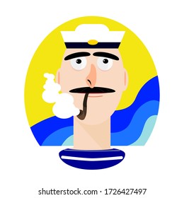 Vector marinero con tubo sobre fondo blanco