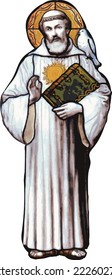 Vector of Saint Columbanus, patron saint of motorcyclists