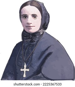 Vector of Saint Frances Xavier Cabrini (1850-1917), patron saint of immigrants.