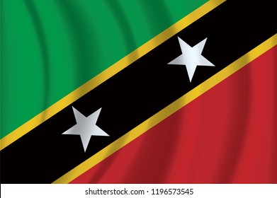 Vector Saint kitts and nevis flag, three dimensional render, satin texture