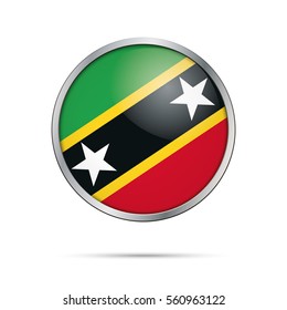 Vector Saint Kitts y Nevis marca el estilo del botón de cristal con marco metálico.