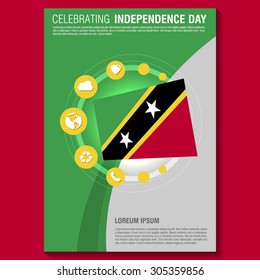 Vector Saint Kitts and Nevis Independence Day Flyer template. Creative Brochure Title Page. National Day Leaflet design element. vector illustration