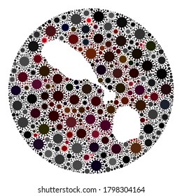 Collage del mapa Vector Saint Kitts y Nevis del virus de la gripe. La infección ataca el territorio de bloqueo desde la zona externa. Consejos alrededor del collage de mapas de Saint Kitts y Nevis formado con íconos de infección.