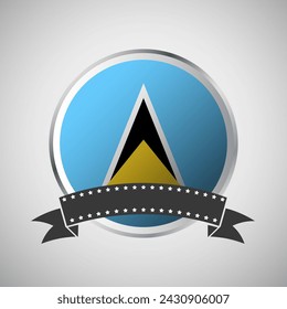 Vector Saint Lucia Round Flag Banner Vector Illustration