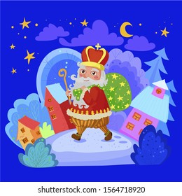 Vector. Saint Nicholas will come to every house.