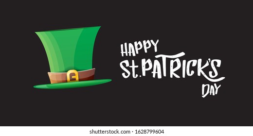 vector saint patrick's day horizontal banner with greeting text and green patrikcs hat on black background. saint patrick's day poster or banner design template