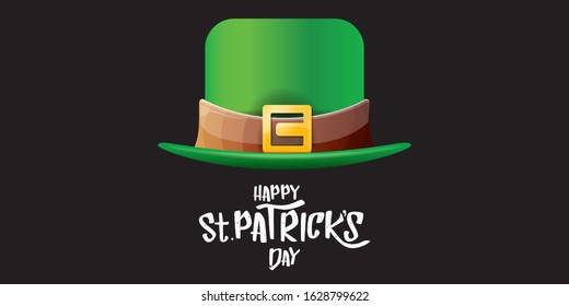vector saint patrick's day horizontal banner with greeting text and green patrikcs hat on black background. saint patrick's day poster or banner design template