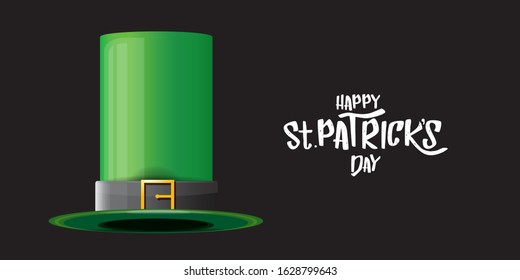 vector saint patrick's day horizontal banner with greeting text and green patrikcs hat on black background. saint patrick's day poster or banner design template