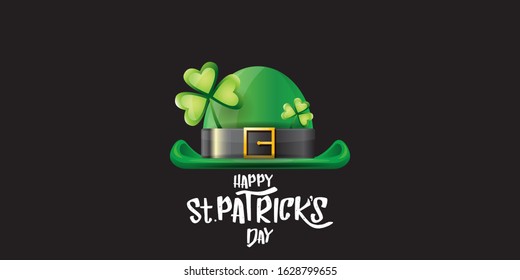 vector saint patrick's day horizontal banner with greeting text and green patrikcs hat on black background. saint patrick's day poster or banner design template