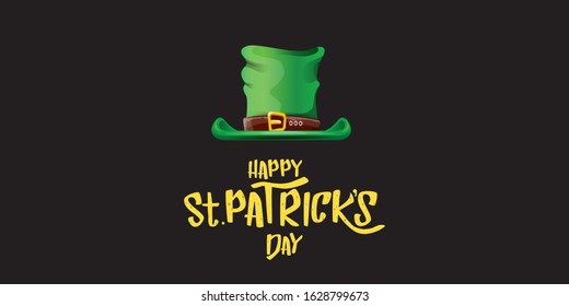 vector saint patrick's day horizontal banner with greeting text and green patrikcs hat on black background. saint patrick's day poster or banner design template