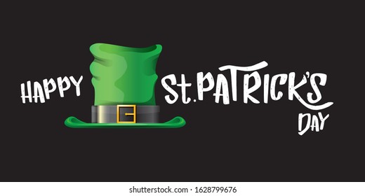 vector saint patrick's day horizontal banner with greeting text and green patrikcs hat on black background. saint patrick's day poster or banner design template